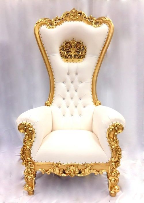 π Luxury Royal Throne Chairs Set (2 Pcs) | High Back Gold & White Maharaja Chairs For Sale π