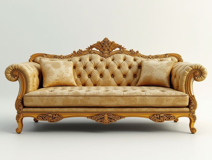 Premium Gold Leaf Crown 7 Seater Sofa Set | Luxury White Leatherette Wedding Furniture