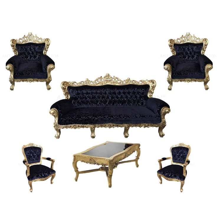 Complete White Leatherette Crown Sofa Set | Luxury Gold Leaf Wedding Furniture with Tables