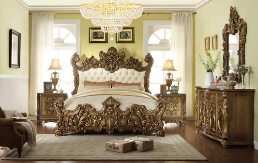 chiniot Olimpos Classic Bedroom Set Luxurious Gold Carved Bed
