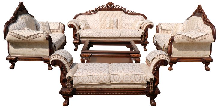 Complete White Leatherette Crown Sofa Set | Luxury Gold Leaf Wedding Furniture with Tables