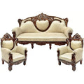 Complete High-Crown Silk Fabric Sofa Set | Luxury Gold Leaf Wedding Furniture with Tables