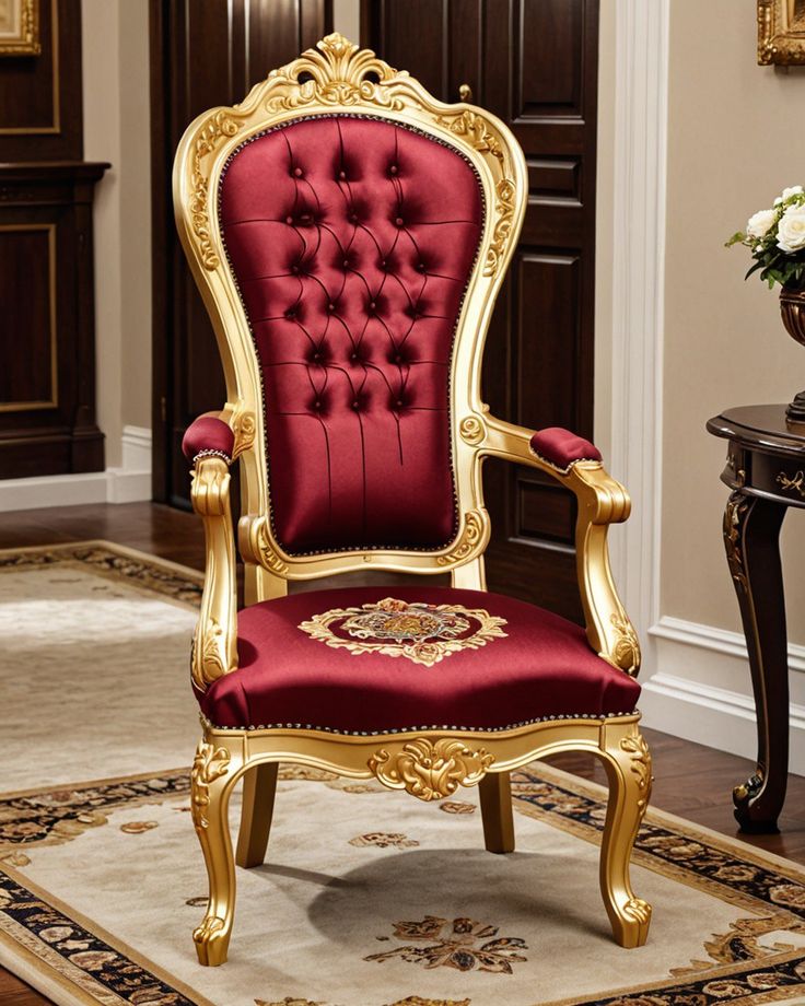 Luxury White Leatherette Accent Chairs Pair | Antique Gold High-Crown Chairs For Sale