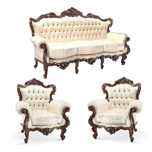 Complete Royal Gold Leaf Sofa Set | Luxury Floral Fabric Wedding Furniture