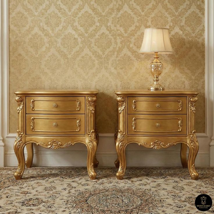 Complete Luxury Crown Bed Set | Antique Champagne Gold Tufted Wedding Furniture