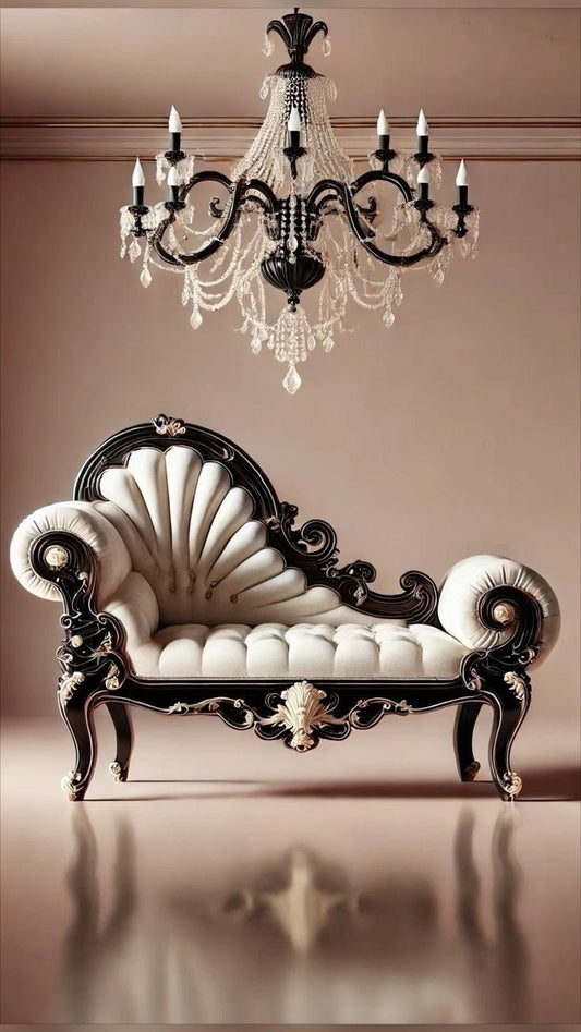 👑 Luxury Black &amp; Gold Royal Chaise Lounge | Premium Victorian Shahi Deewan 👑