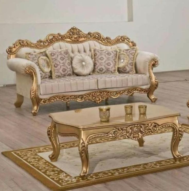 ✨ Royal Gold Luxury Sofa Set – Elegant Living Room Collection ✨