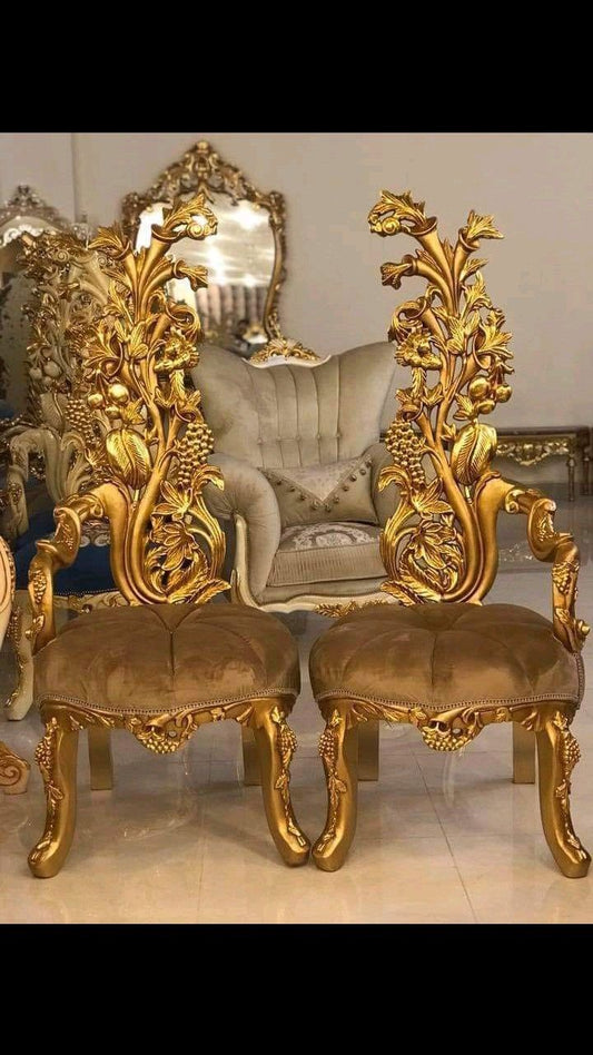 🌟 Luxury Wooden Chairs Pair | Premium Gold Deco Wedding &amp; Bridal Sofa Chairs 🌟