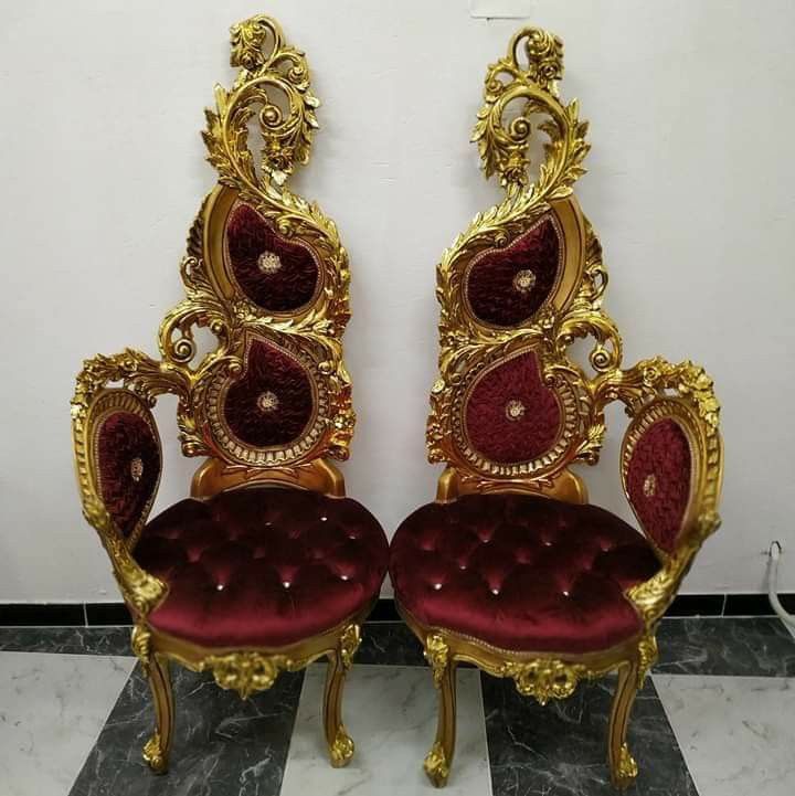 👑 Luxury Royal Kalka Design Chairs Pair | Hand-Carved Chinioti Maharaja Accent Chairs 👑