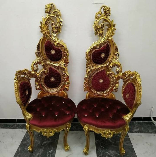 👑 Luxury Royal Kalka Design Chairs Pair | Hand-Carved Chinioti Maharaja Accent Chairs 👑